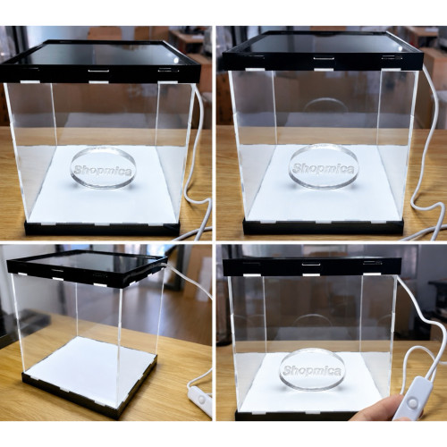 Hộp mica trưng bày có đèn LED cổng USB và công tắc